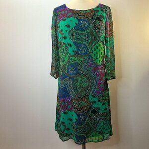 Isaac Mizrahi Live! Women's Green Paisley Dress - Size XS - NWT